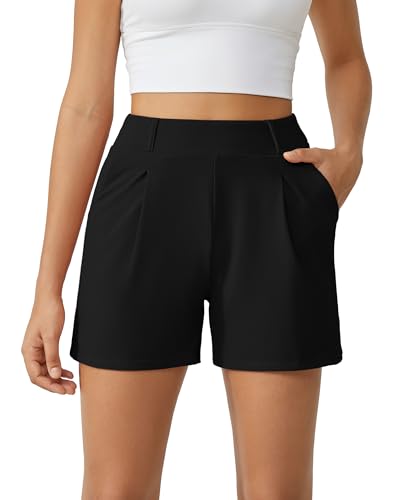 G4Free Shorts Damen mit Taschen Sommer Sporthose Hohe Taille Kurze Hose Weite Bein Gym Shorts Elegantes Laufen Kurzhose von G4Free