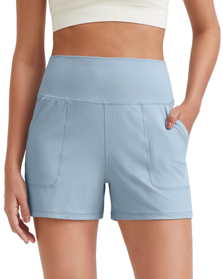 G4Free Shorts G4Free Damen Shorts Hohe Taille Jogginghosen Stretchhosen Gerippte sportlich zum Laufen Golf Lounge-Shorts mit Taschen von G4Free