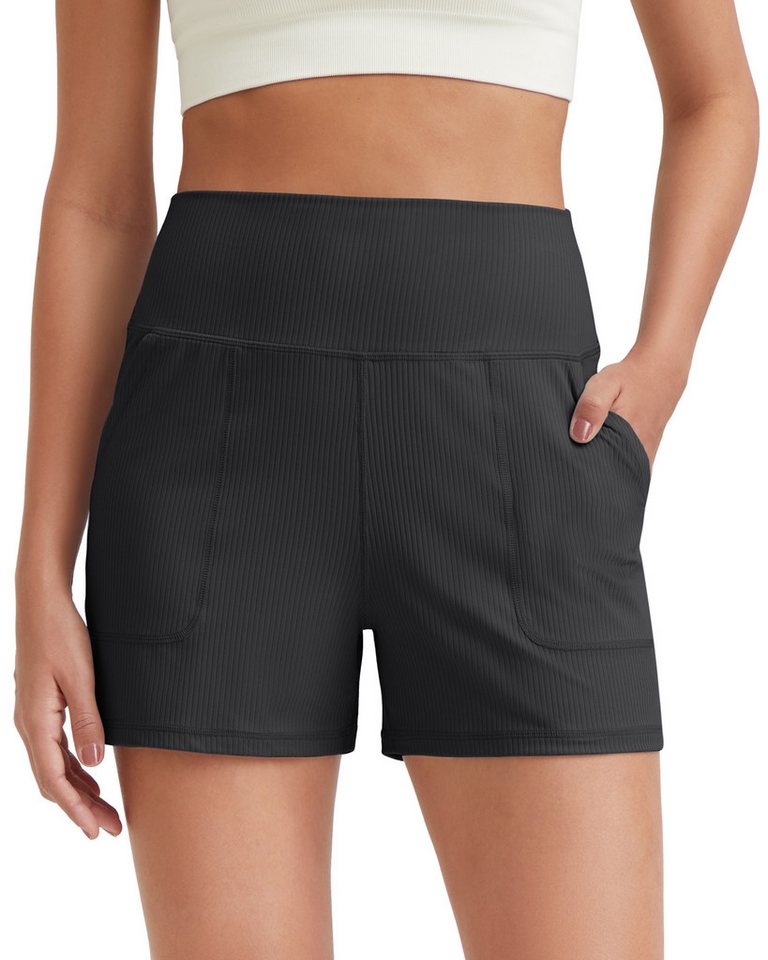 G4Free Shorts G4Free Damen Shorts Hohe Taille Jogginghosen Stretchhosen Gerippte sportlich zum Laufen Golf Lounge-Shorts mit Taschen von G4Free