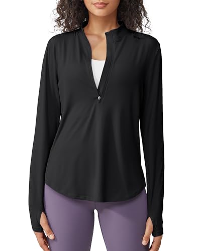 G4Free Sport Shirts für Damen Langarmshirts Sonnenschutz Shirt mit Halber Reißverschluss UPF 50+ Sport Blusen UV Schutz Leichte Schnell Trocknende Rashguards Draussen Sportshirt G4Free Sport Shirts für Damen Langarmshirts Sonnenschutz Shirt mit Halber Reißverschluss UPF 50+ Sport Blusen UV Schutz Leichte Schnell Trocknende Rashguards Draussen Sportshirt von G4Free