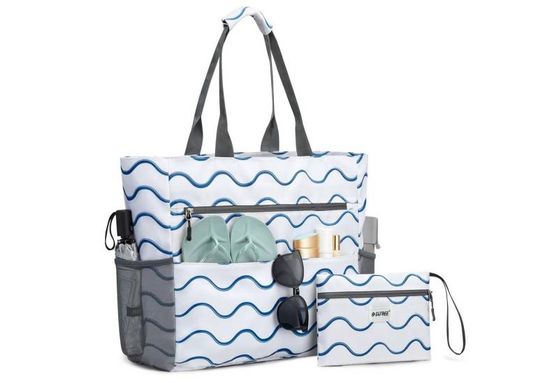 G4Free Strandtasche G4Free Strandtasche wasserdichte Handtasche sanddichte Freizeittasche, Tragetasche groß Reisetaschen faltbar für Frauen Praktische Aufteilung von G4Free