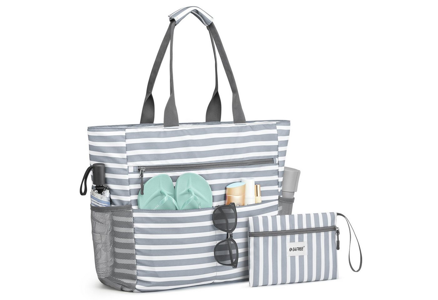 G4Free Strandtasche G4Free Strandtasche wasserdichte Handtasche sanddichte Freizeittasche, Tragetasche groß Reisetaschen faltbar für Frauen Praktische Aufteilung von G4Free