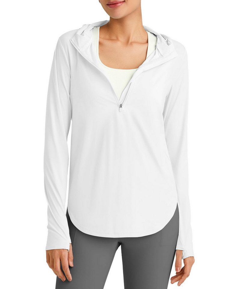 G4Free T-Shirt G4Free Damen Sonnenhemd Kapuzenpullover langärmliges Workout-Oberteil LSF 50+ Rashguard halbem Reißverschluss Wandern Angeln von G4Free