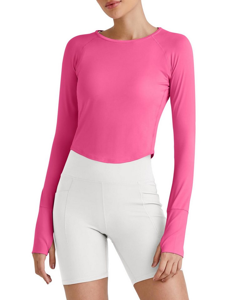 G4Free T-Shirt G4Free Damen langärmlige UPF 50+ Rashguard Workout-Tops UV-Schutz eichte bauchfreie Sonnenshirts für sportliches Wandern von G4Free