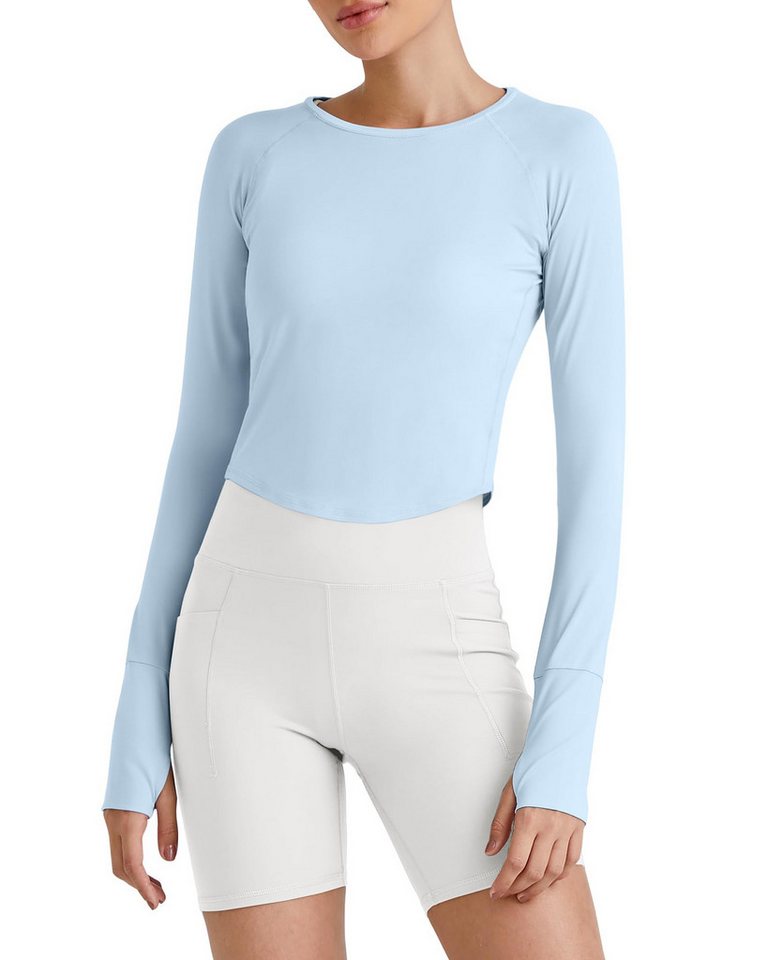 G4Free T-Shirt G4Free Damen langärmlige UPF 50+ Rashguard Workout-Tops UV-Schutz eichte bauchfreie Sonnenshirts für sportliches Wandern von G4Free