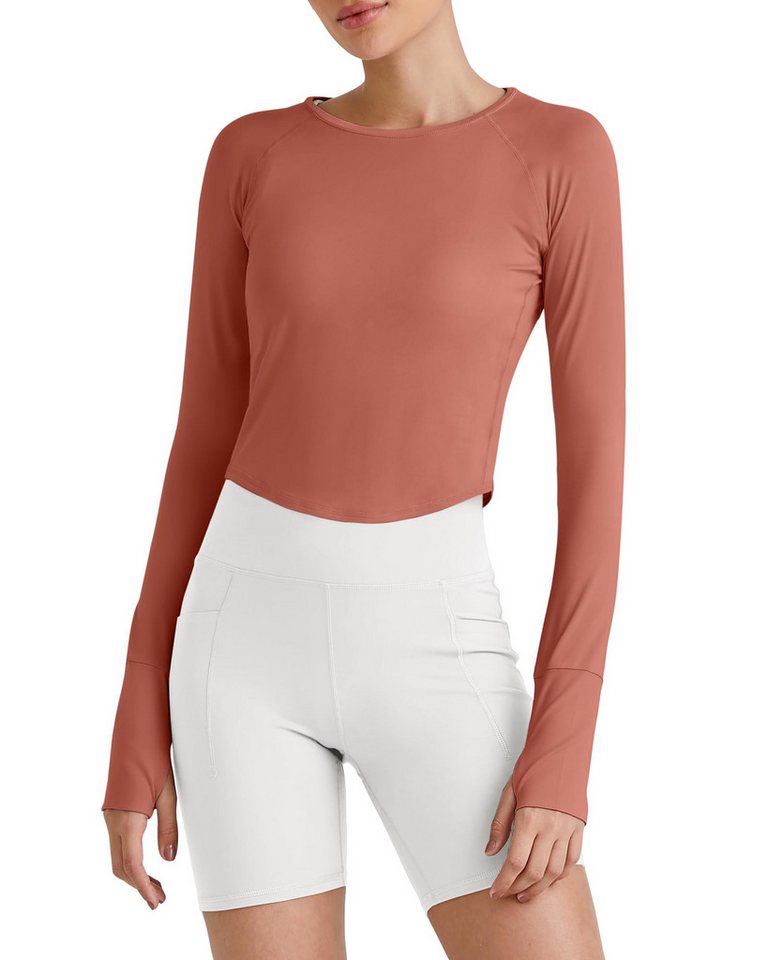 G4Free T-Shirt G4Free Damen langärmlige UPF 50+ Rashguard Workout-Tops UV-Schutz eichte bauchfreie Sonnenshirts für sportliches Wandern von G4Free