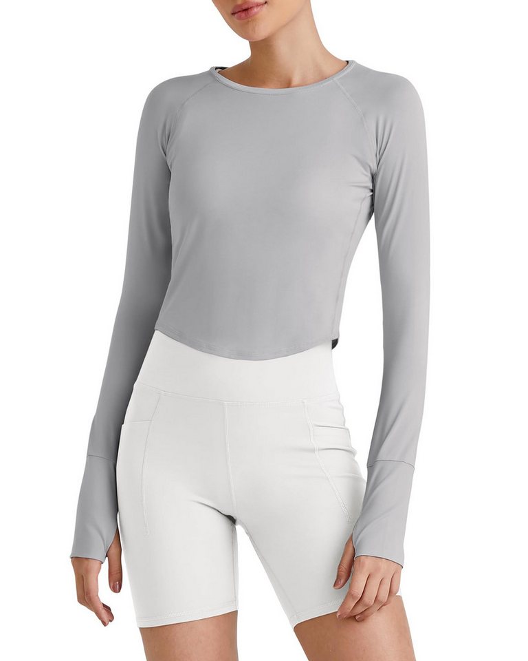 G4Free T-Shirt G4Free Damen langärmlige UPF 50+ Rashguard Workout-Tops UV-Schutz eichte bauchfreie Sonnenshirts für sportliches Wandern von G4Free