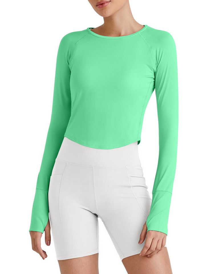 G4Free T-Shirt G4Free Damen langärmlige UPF 50+ Rashguard Workout-Tops UV-Schutz eichte bauchfreie Sonnenshirts für sportliches Wandern von G4Free