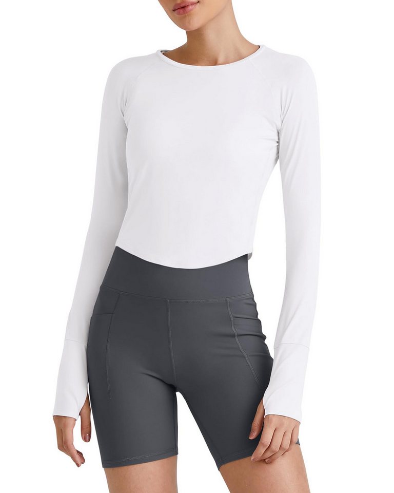 G4Free T-Shirt G4Free Damen langärmlige UPF 50+ Rashguard Workout-Tops UV-Schutz eichte bauchfreie Sonnenshirts für sportliches Wandern von G4Free