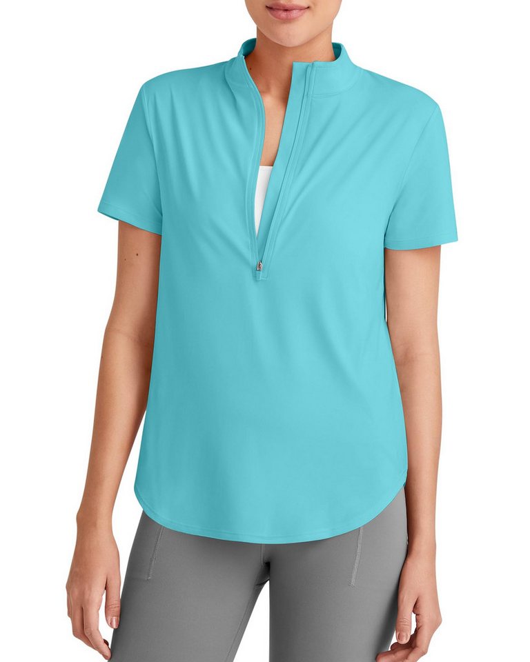 G4Free T-Shirt G4Free Damen Workout Tops Light Breeze UPF 50+ lockere kurzärmlig Golf Shirts mit halbem Reißverschluss sportliche Fitness Shirts von G4Free