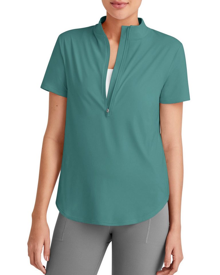 G4Free T-Shirt G4Free Damen Workout Tops Light Breeze UPF 50+ lockere kurzärmlig Golf Shirts mit halbem Reißverschluss sportliche Fitness Shirts von G4Free