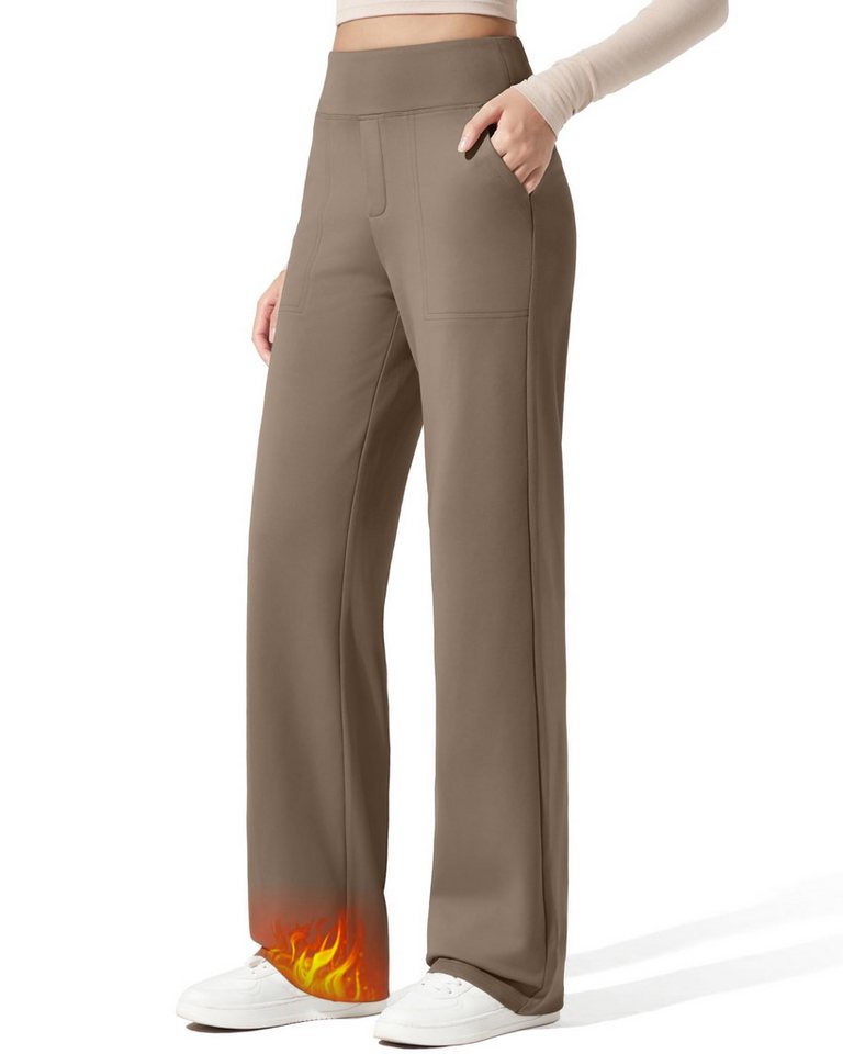 G4Free Thermohose Damen-Hosen mit Fleecefutter und Taschen, Jogginghose weites Bein, Winter-Arbeitshose, elegant, lässig von G4Free