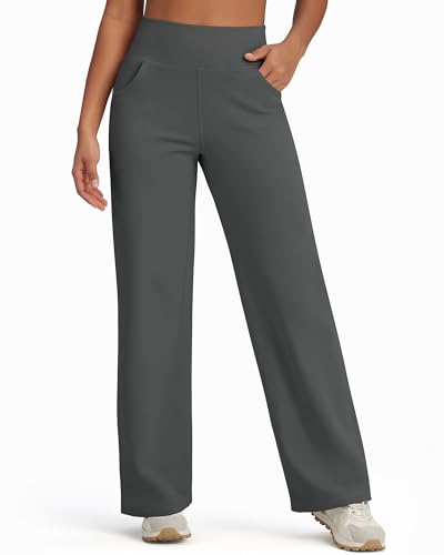 G4Free Thermohose Damen Winter Gefüttert Hohe Taille Thermo Bootcut Yogahose mit Taschen Weites Bein Freizeithose Herbst Jogginghose Petite/Regular/Tall für Lässig Trainieren von G4Free