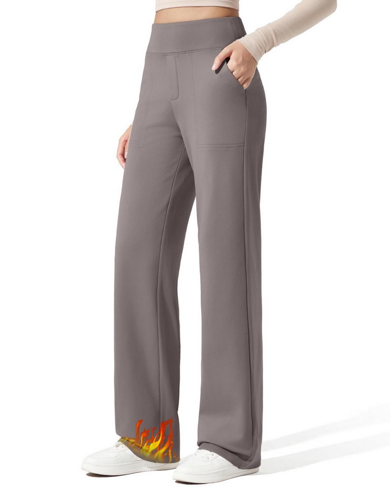 G4Free Thermohose Damen-Hosen mit Fleecefutter und Taschen, Jogginghose weites Bein, Winter-Arbeitshose, elegant, lässig von G4Free