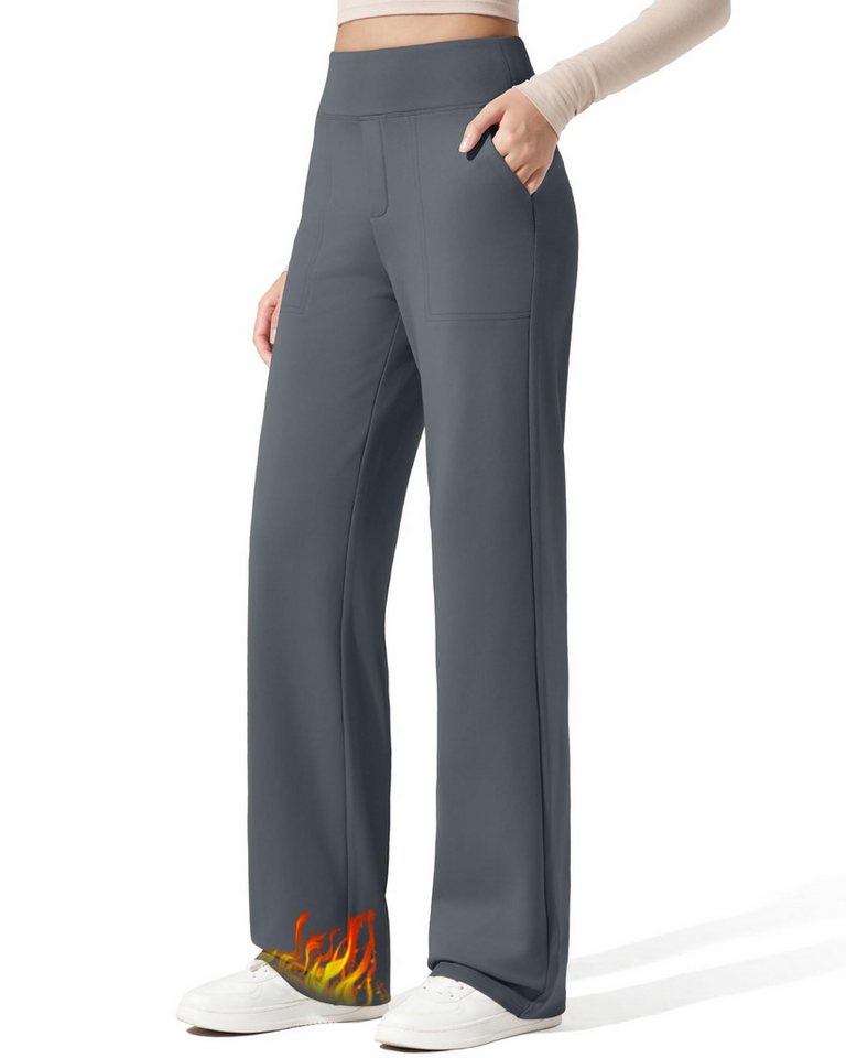 G4Free Thermohose Damen-Hosen mit Fleecefutter und Taschen, Jogginghose weites Bein, Winter-Arbeitshose, elegant, lässig von G4Free