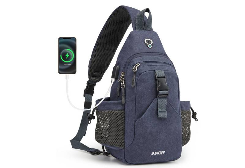 G4Free Trekkingrucksack G4Free Trekkingrucksack Umhängetasche Wanderrucksack Brusttasche, Canvas-Umhängetasche Rucksack mit USB-Ladeanschluss RFID-Blockierung von G4Free