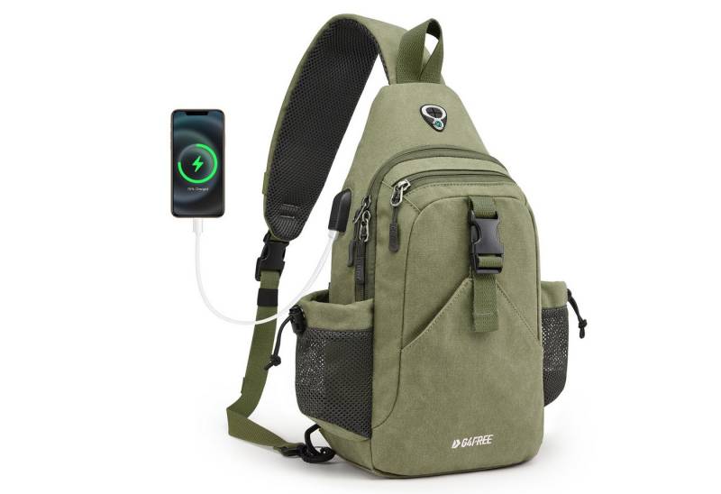 G4Free Trekkingrucksack G4Free Trekkingrucksack Umhängetasche Wanderrucksack Brusttasche, Canvas-Umhängetasche Rucksack mit USB-Ladeanschluss RFID-Blockierung von G4Free