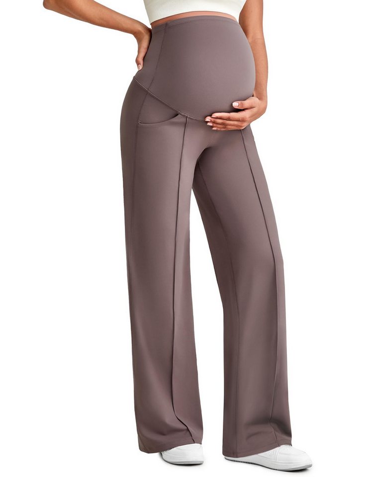 G4Free Umstandshose G4Free Damen Breites Bein Entspannende Yogahose Bauch-Panel Hosen Lang Freizeithose für Schwangere Warm Schwangerschafts-Schlafanzug von G4Free