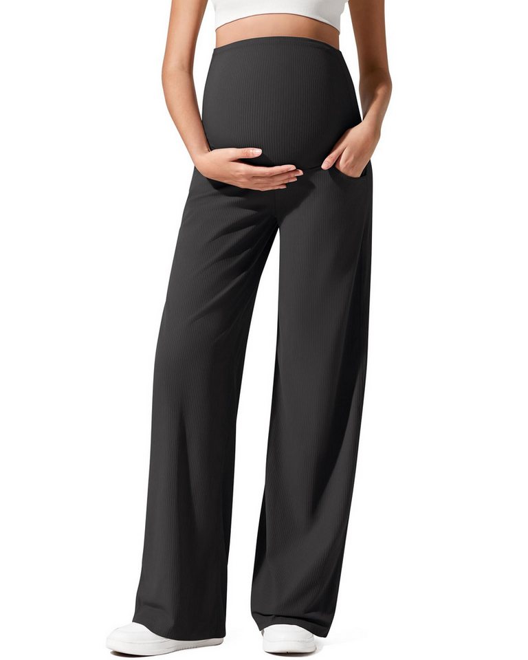 G4Free Umstandshose G4Free Damen Jogginghose Weitem Bein Schwangerschaft Lässig Lose Lounge Hosen mit Taschen Schwangerschafts Hose von G4Free