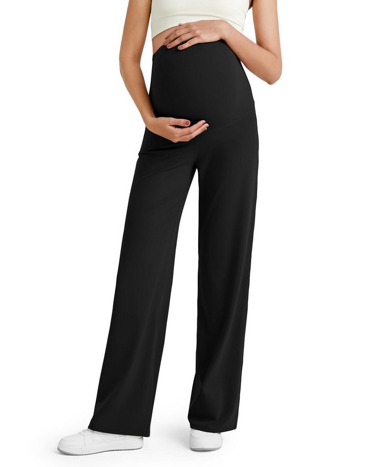 G4Free Umstandshose G4Free Damen Umstandshose Yogahose Hohe Taille weitem Bein Hose BareFeel Schwangerschafts Elastizität Loungehose von G4Free