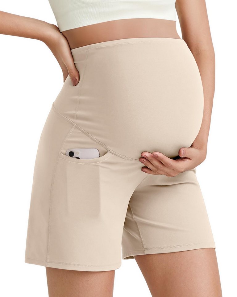 G4Free Umstandshose G4Free Damen Umstandsshorts über dem Bauch Jogginghosen BareFeel bequeme Sommer-Schwangerschaftskleidung mit Taschen von G4Free
