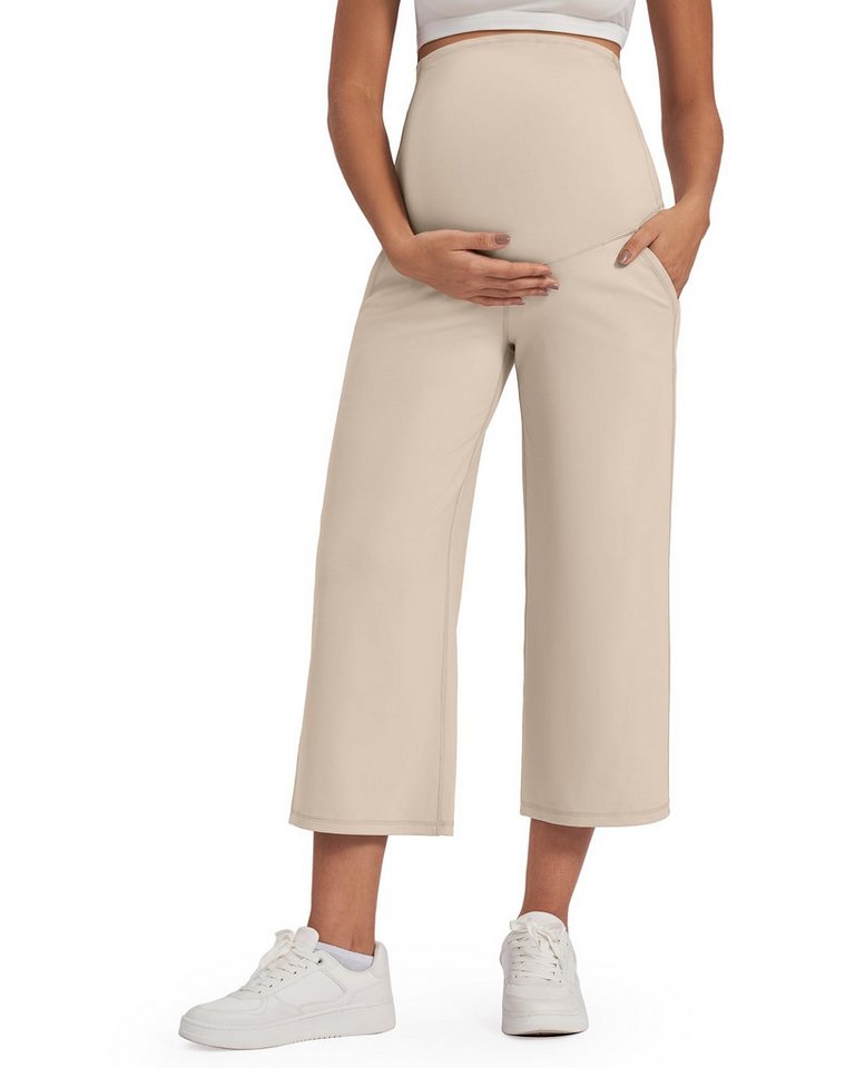 G4Free Umstandshose G4Free Damen Weitem Bein Schwangerschaft Lässig Lose Breite Gerade Bein Lounge Hosen mit Taschen Schwangerschaftshose von G4Free