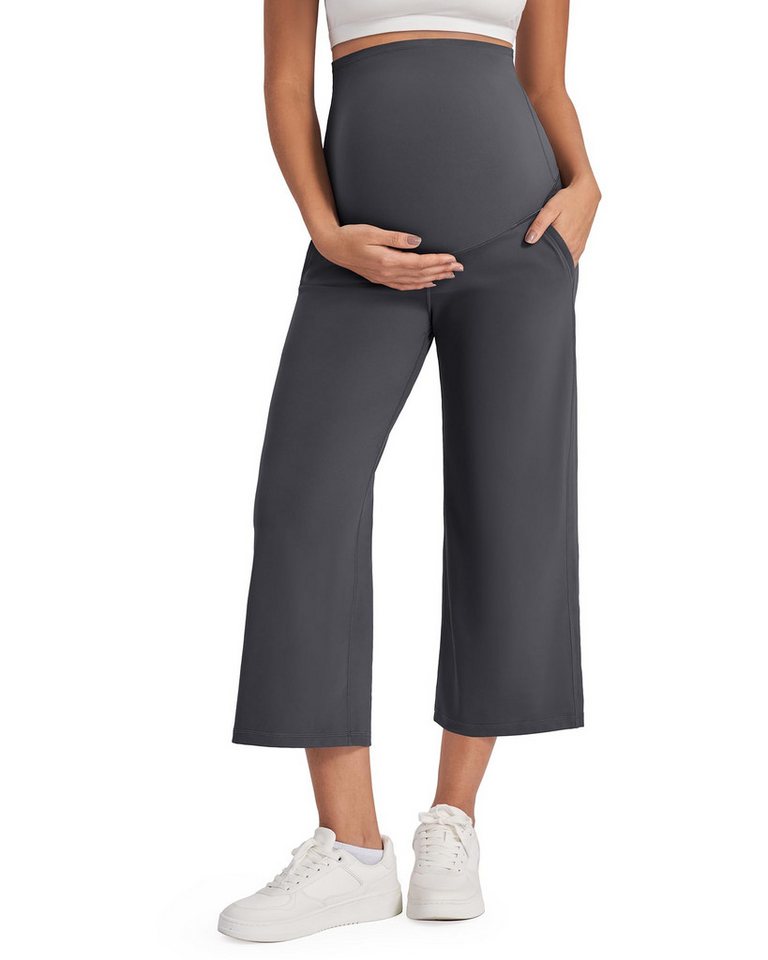 G4Free Umstandshose G4Free Damen Weitem Bein Schwangerschaft Lässig Lose Breite Gerade Bein Lounge Hosen mit Taschen Schwangerschaftshose von G4Free