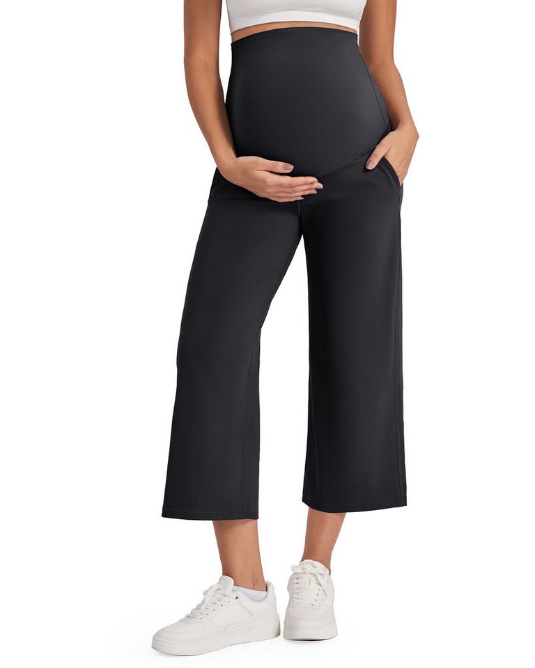 G4Free Umstandshose G4Free Damen Weitem Bein Schwangerschaft Lässig Lose Breite Gerade Bein Lounge Hosen mit Taschen Schwangerschaftshose von G4Free