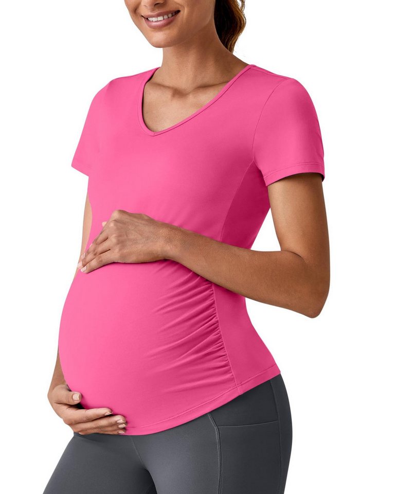 G4Free Umstandsshirt G4Free Damen Kurzarm V-Ausschnitt Schwanger Mutterschaft Oberteile Umstandstop Umstandsmode Umstandskleidung Tops Schwangerschaft Kurzarm von G4Free