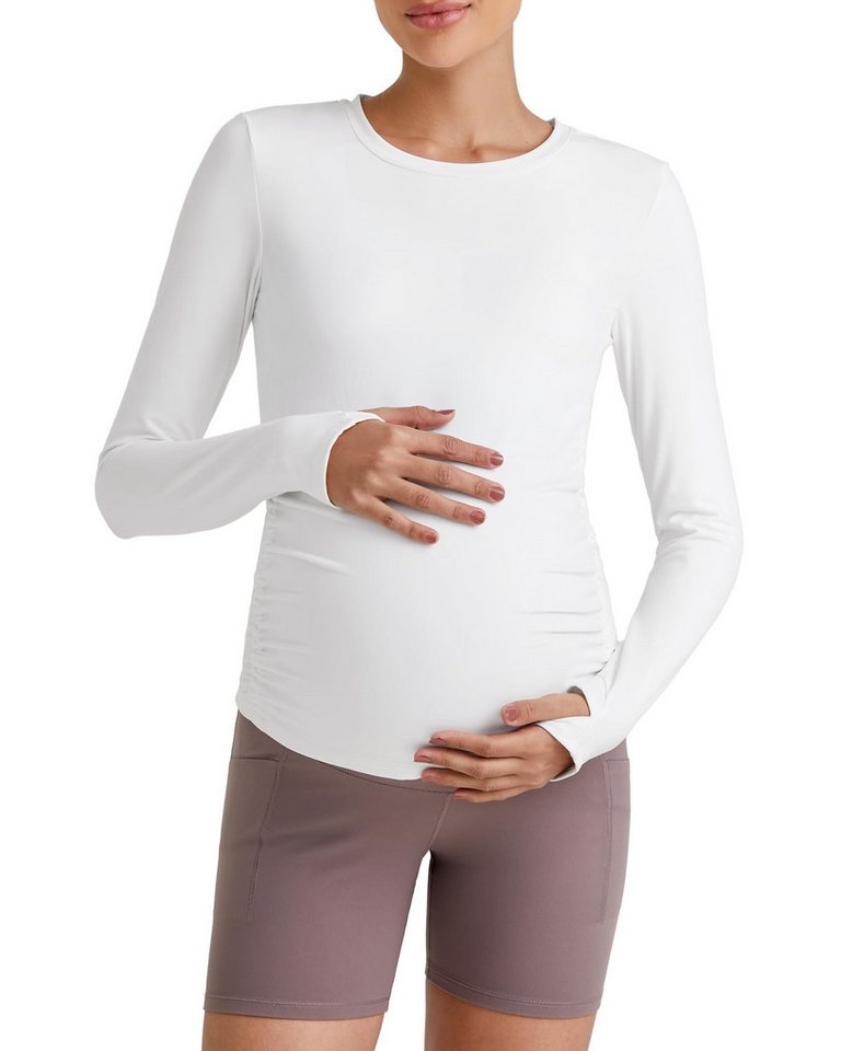 G4Free Umstandsshirt G4Free Damen Langarm Umstandstop Rundhals Schwangerschafts-Oberteil Atmungsaktiv Schwanger T-Shirt von G4Free
