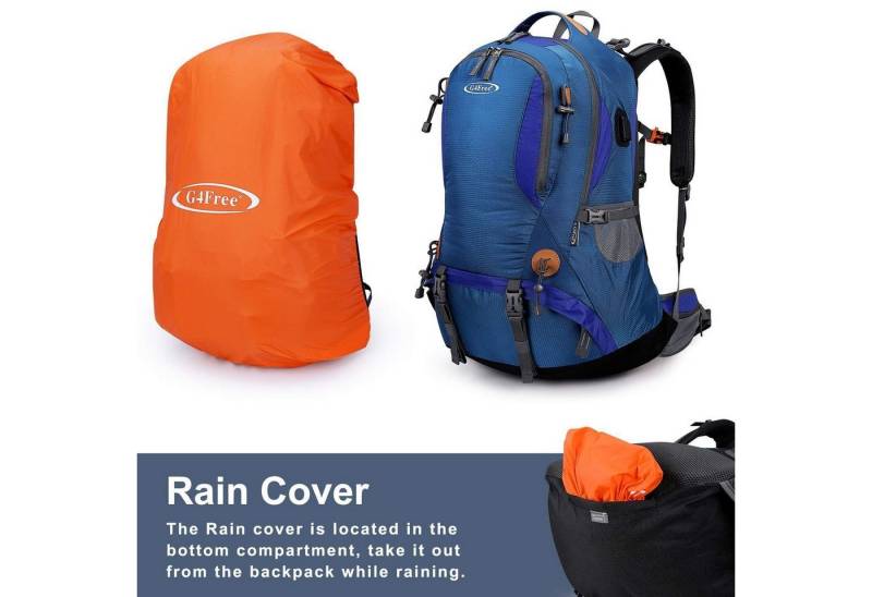 G4Free Wanderrucksack Wasserdicht 50L Wanderrucksack mit Regenhülle, Bergsteigen Reisen Camping Trekking Outdoor Sport für Herren Damen von G4Free