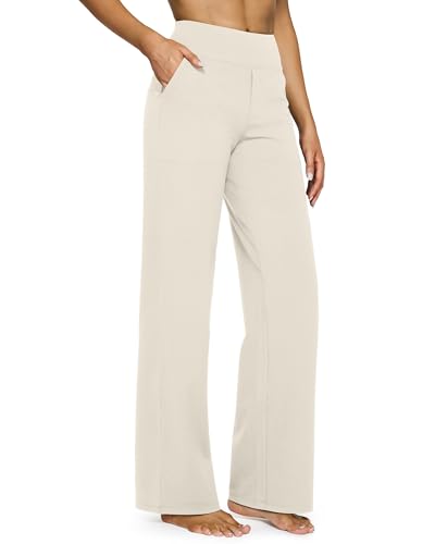 G4Free Yoga Damenhose Hohe Taille Kleiderhose mit 4 Taschen Elegant Strecken Weites Bein Geschäft Hose Arbeit Bauchkontrolle Lose Gerade Hose Klein/Regulär/Groß G4Free Yoga Damenhose Hohe Taille Kleiderhose mit 4 Taschen Elegant Strecken Weites Bein Geschäft Hose Arbeit Bauchkontrolle Lose Gerade Hose Klein/Regulär/Groß von G4Free