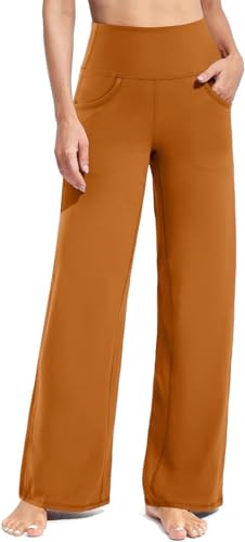 G4Free Yoga Hose Damen Weites Bein Hohe Taille Yogahose mit Taschen Jogginghose Strecken Locker lässig Sporthose Petite/Regulär/Lang von G4Free