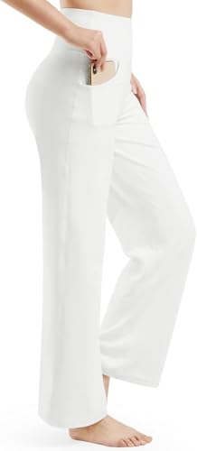 G4Free Yoga Hose Damen Weites Bein Hohe Taille Yogahose mit Taschen Jogginghose Strecken Locker lässig Sporthose Petite/Regulär/Lang von G4Free