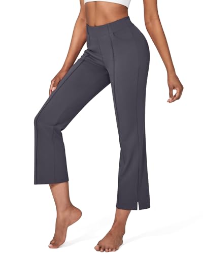 G4Free Yoga Hosen Damen Stretch mit Taschen Anzughose Hohe Taille Weites Bein Hose Trainieren Jazzpants Arbeitshose Knöchelhose Schlaghose von G4Free
