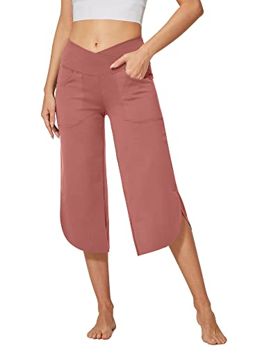 G4Free Yogahose Damen Caprihose Mit Taschen Bootleg Strecken Schlaghose Bootcut Sporthose Hohe Taille Flare Hose Jazzpants von G4Free