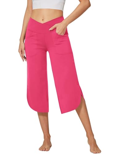G4Free Yogahose Damen Caprihose Mit Taschen Bootleg Strecken Schlaghose Bootcut Sporthose Hohe Taille Flare Hose Jazzpants von G4Free