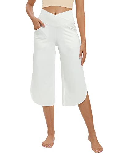 G4Free Yogahose Damen Caprihose Mit Taschen Bootleg Strecken Schlaghose Bootcut Sporthose Hohe Taille Flare Hose Jazzpants von G4Free