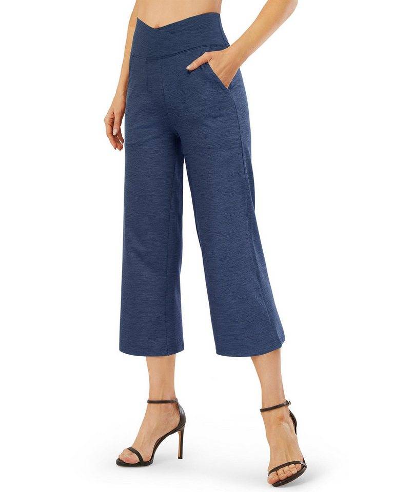 G4Free Yogahose G4Free Damen Bootcut Yoga House Hohe Taille mit Taschen Weites Bein Caprihose, überkreuzte Taille Anzughose für Arbeiten Sport von G4Free