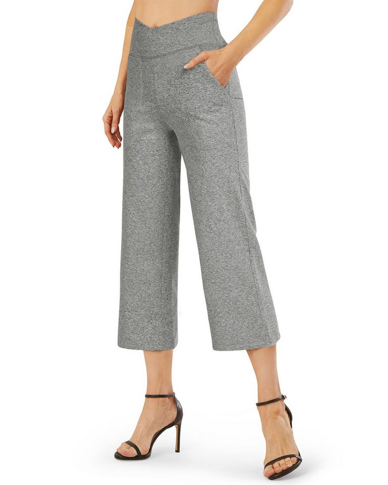 G4Free Yogahose G4Free Damen Bootcut Yoga House Hohe Taille mit Taschen Weites Bein Caprihose, überkreuzte Taille Anzughose für Arbeiten Sport von G4Free