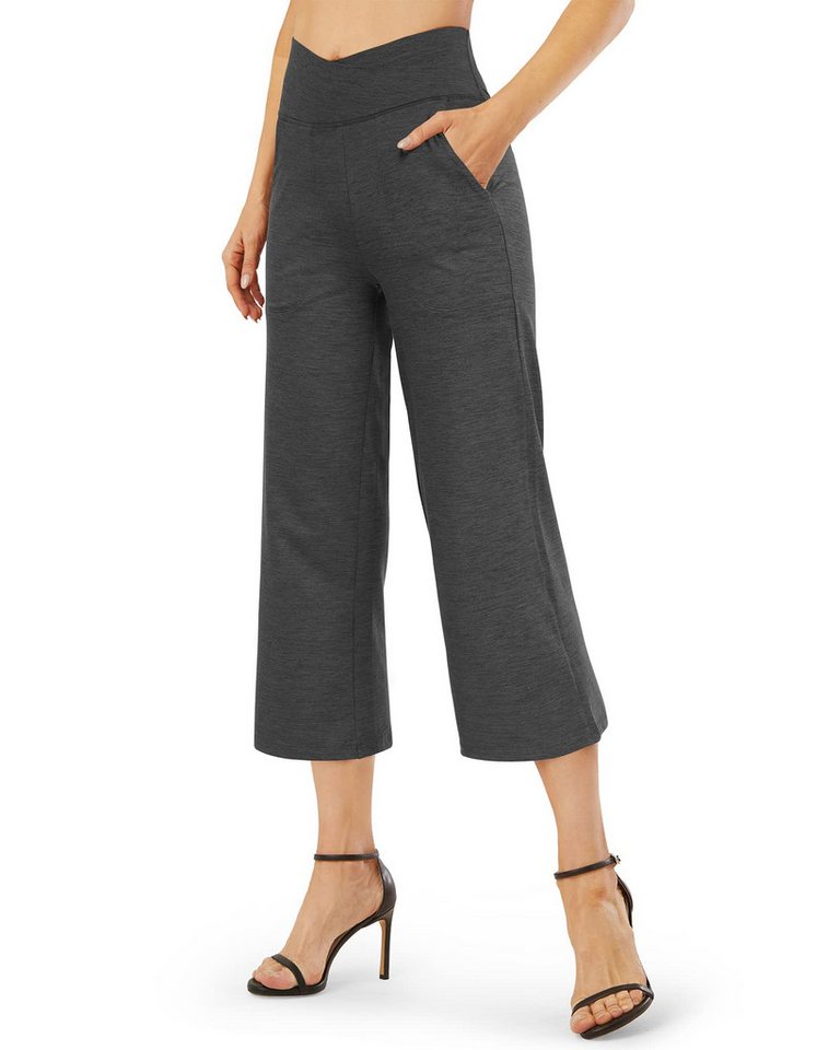 G4Free Yogahose G4Free Damen Bootcut Yoga House Hohe Taille mit Taschen Weites Bein Caprihose, überkreuzte Taille Anzughose für Arbeiten Sport von G4Free
