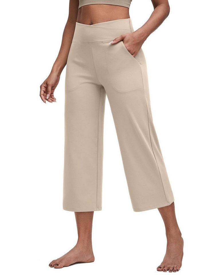 G4Free Yogahose G4Free Damen Caprihose Jogginghose Casual Weites Bein Sommerhose mit Taschen von G4Free