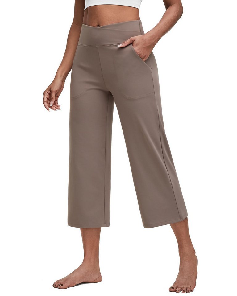 G4Free Yogahose G4Free Damen Caprihose Jogginghose Casual Weites Bein Sommerhose mit Taschen von G4Free