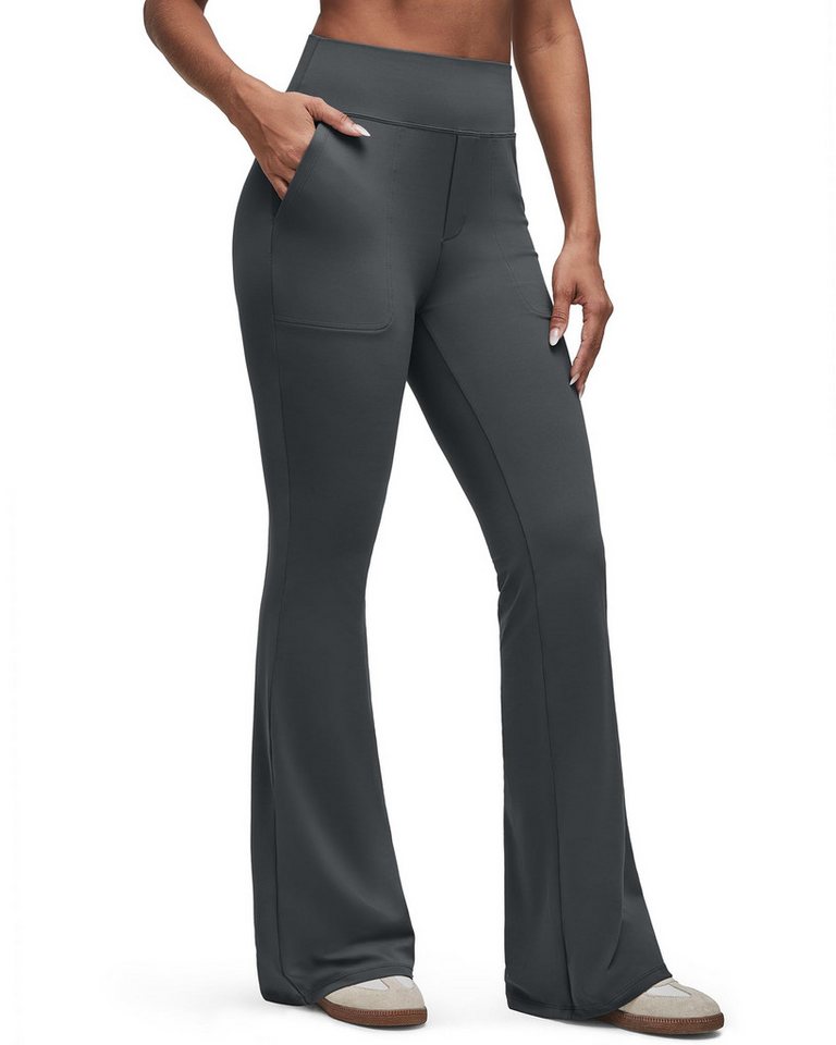 G4Free Yogahose G4Free Damen Flared Yogahose Leggings Schlaghose Hohe Taille Sporthose Bootcut Jogginghose Jazzpants mit Taschen von G4Free