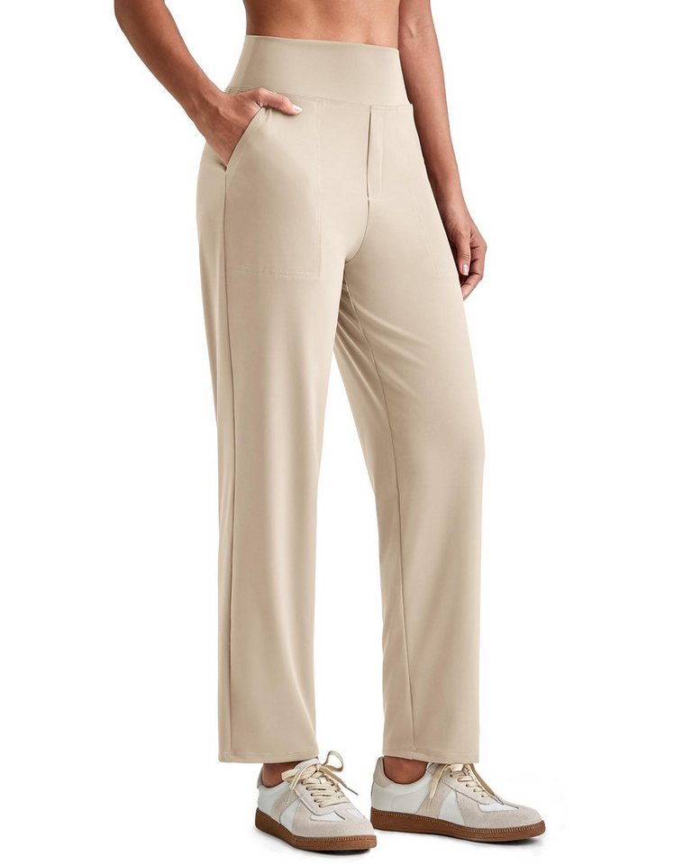 G4Free Yogahose G4Free Damen Relaxhose Jogginghosen Stoffhosen Knöchellänge Yogahose Dehnbar kurz Business Freizeithose Arbeitshose mit Taschen von G4Free