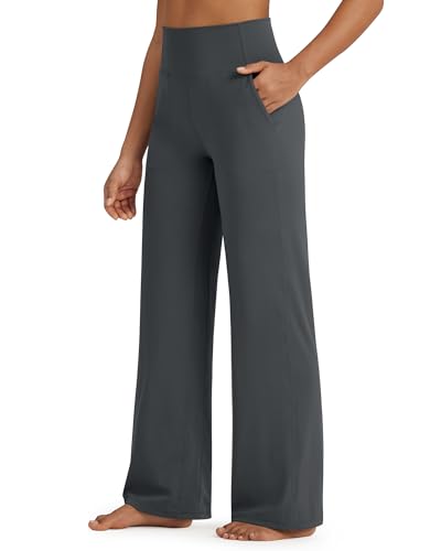 G4Free Yogahose High Waist Sporthose für Damen mit Taschen Weites Bein Jogginghose Weiche Strecken Freizeithose für Fitness Freizeit Trainieren von G4Free