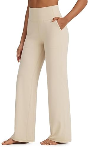G4Free Yogahose High Waist Sporthose für Damen mit Taschen Weites Bein Jogginghose Weiche Strecken Freizeithose für Fitness Freizeit Trainieren von G4Free
