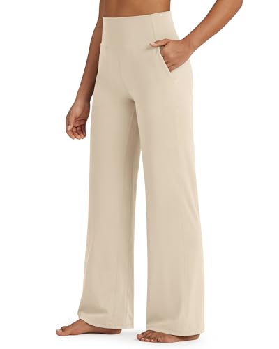 G4Free Yogahose High Waist Sporthose für Damen mit Taschen Weites Bein Jogginghose Weiche Strecken Freizeithose für Fitness Freizeit Trainieren von G4Free