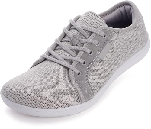 Damen Barfußschuhe Minimalistische Weite Zehenbox Mode Sneakers Zero Drop Size, W81 Hellgrau, 44 EU von G4ZS5Z0G1
