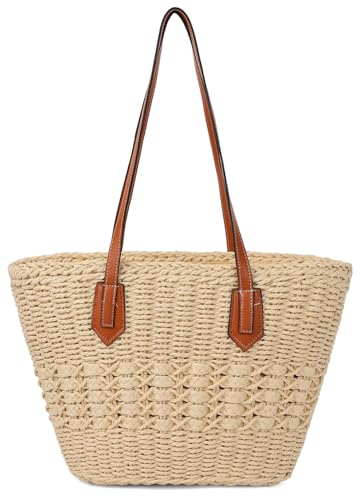 G4ZS5Z0G1 Damen Stroh Schultertasche Groß Rattan Gewebt Totes Sommer Reise Strand Handtasche Handgemachte Top Griff Geldbörse, beige, Einheitsgröße G4ZS5Z0G1 Damen Stroh Schultertasche Groß Rattan Gewebt Totes Sommer Reise Strand Handtasche Handgemachte Top Griff Geldbörse, beige, Einheitsgröße von G4ZS5Z0G1